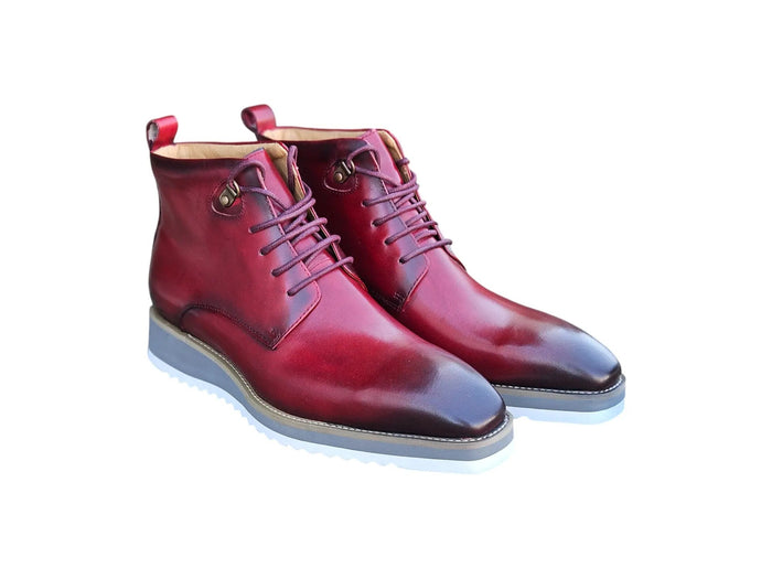Carrucci Burnished Calfskin Lace-Up Boot