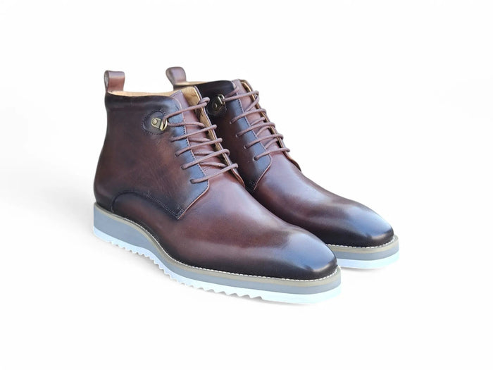 Carrucci Burnished Calfskin Lace-Up Boot