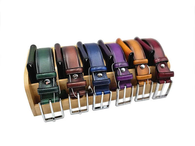 Burnished Calfskin Leather Belt 2 KC198-14CHESTNUT14  - from alligatorwarehouse.com