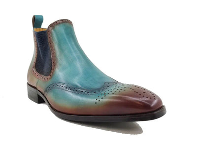 Burnished Calfskin Wingtip Boot 2 KB503-19TURQOUISE8  - from alligatorwarehouse.com