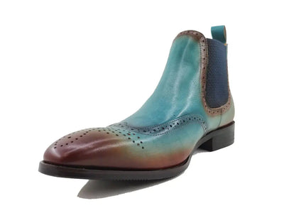 Burnished Calfskin Wingtip Boot 3 KB503-19TURQOUISE8  - from alligatorwarehouse.com