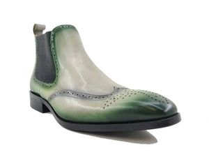 Carrucci Burnished Calfskin Wingtip Boot - Luxury Brown Leather