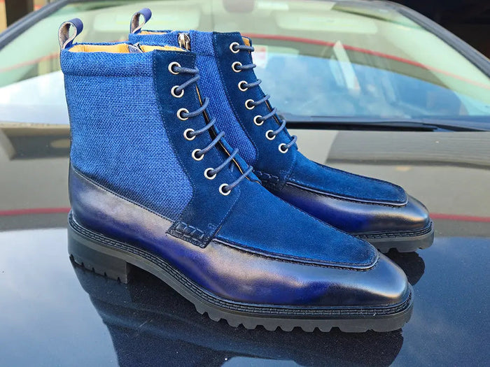 Carrucci Lace-up Boot with Side Zipper