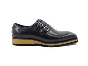 Carrucci Burnished Leather Double Monk Strap Whole Cut Shoe