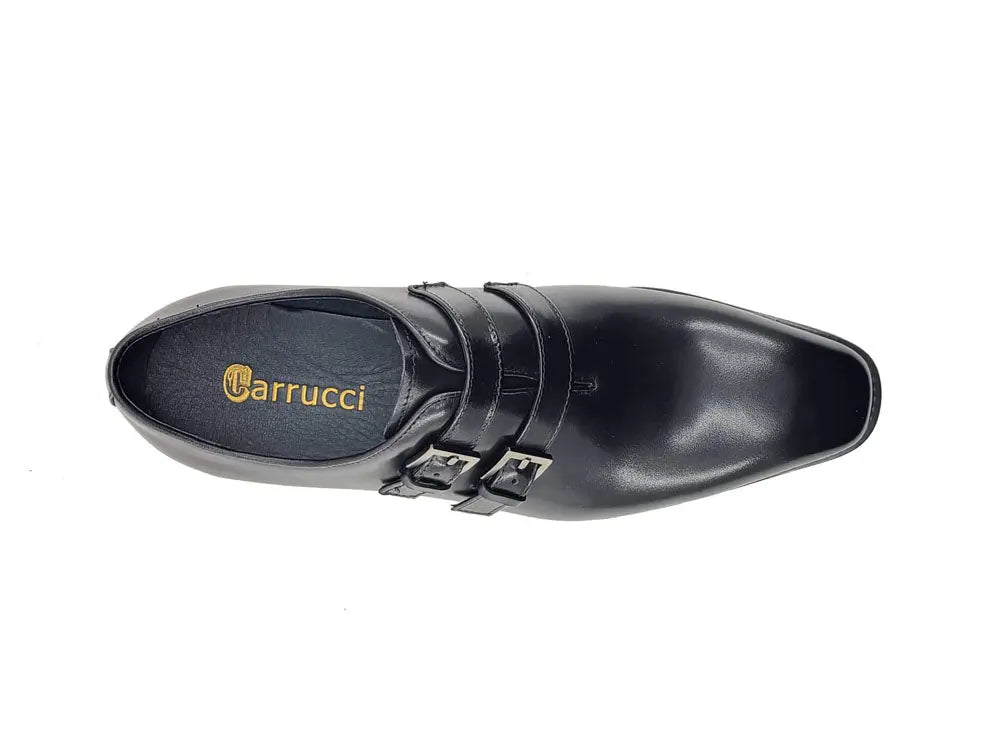 Carrucci Burnished Leather Double Monk Strap Whole Cut Shoe