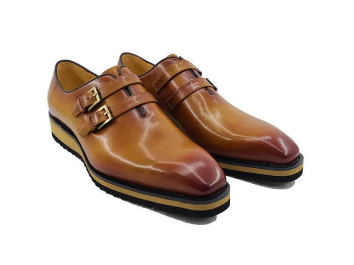 Carrucci Burnished Double Monk Whole Cut Shoe