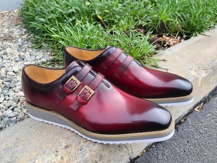 Carrucci Burnished Double Monk Whole Cut Shoe