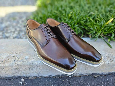 Burnished Lace-up Leather Derby 5 KS515-26OLIVE75  - from alligatorwarehouse.com