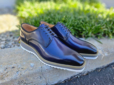 Burnished Lace-up Leather Derby 20 KS515-26OLIVE75  - from alligatorwarehouse.com