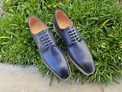 Burnished Lace-up Leather Derby 23 KS515-26OLIVE75  - from alligatorwarehouse.com