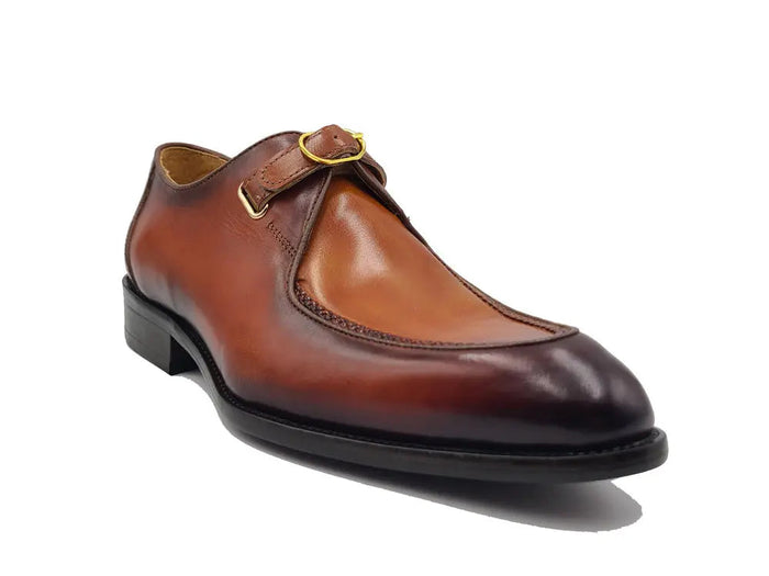 Carrucci Burnished Moc Toe Single Monk Loafer