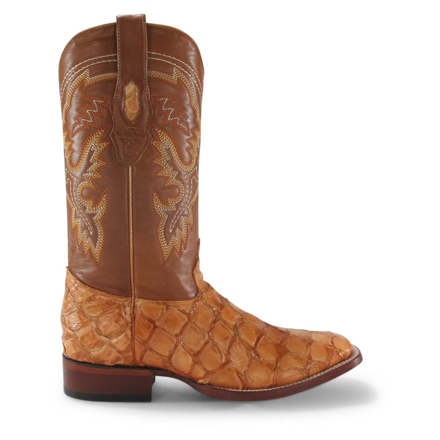 Los Altos Square Toe Buttercup Glossy Pirarucu Yellow Gold Boots