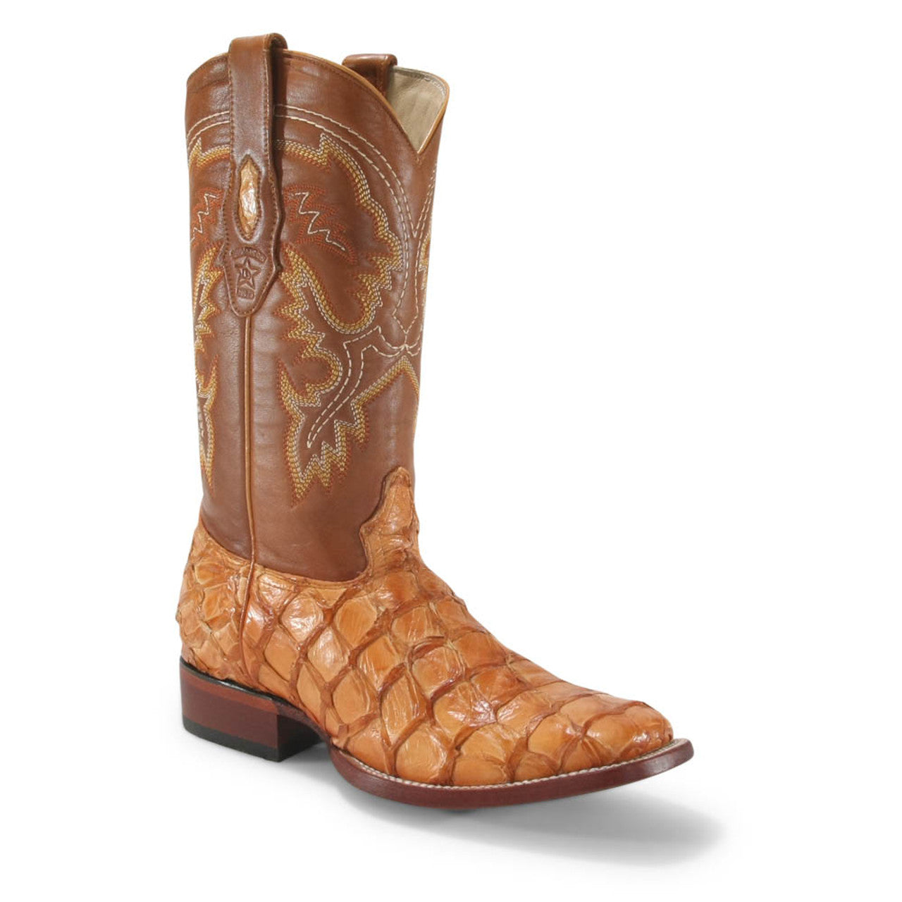 Los Altos Brown Glossy Pirarucu Square Toe Boots