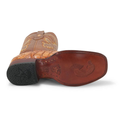 Los Altos Square Toe Buttercup Glossy Pirarucu Yellow Gold Boots