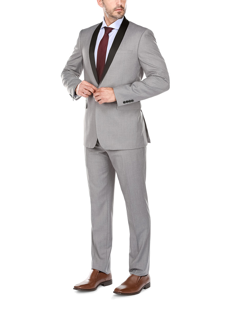 Gray 2 Piece Tuxedo Shawl Lapel Slim Fit