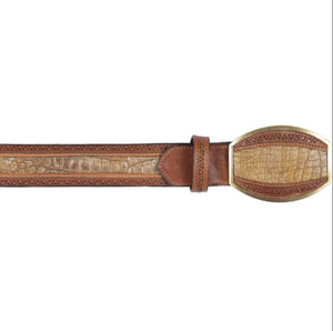 Cinto Corte Laser de Cocodrilo Belly Original Colores Sahara