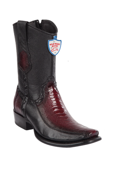 Wild West Botas de Pata de Avestruz Horma Dubai Toe Faded Burgundy 1   - from alligatorwarehouse.com