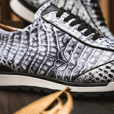 Marco Di Milano Alonzo Men's Shoes Genuine Caiman Crocodile Casual Sneakers 5 ALONZO_CAIMAN FUSCUS_BLACK_8  - from alligatorwarehouse.com