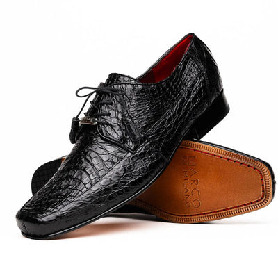 Marco Di Milano Leonardo Men's Shoes Black Genuine Caiman Crocodile Dress Derby Oxfords 1 LEONARDO_FLANK YACAREI_BLACK_8  - from alligatorwarehouse.com