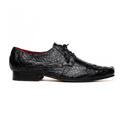 Marco Di Milano Leonardo Men's Shoes Black Genuine Caiman Crocodile Dress Derby Oxfords 2 LEONARDO_FLANK YACAREI_BLACK_8  - from alligatorwarehouse.com