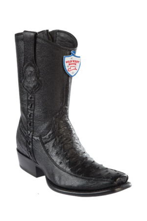 Wild West Botas de Avestruz Horma Dubai Toe Black