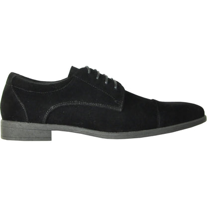 Bravo Mens Formal Suede Style Wedding & Prom Cap Toe Dress Shoe in Black