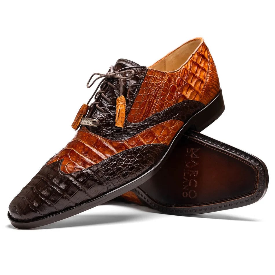 Marco Di Milano Luciano Men's Shoes Exotic Crocodile Classic Wingtip Dress Derby Oxfords