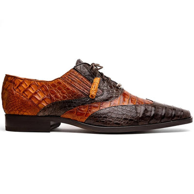 Marco Di Milano Luciano Men's Shoes Exotic Crocodile Classic Wingtip Dress Derby Oxfords 17 LUCIANO_CAIMAN FUSCUS_NAVY-BROWN_8  - from alligatorwarehouse.com