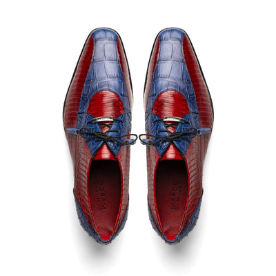 Marco Di Milano Moncalieri Navy & Red Genuine Alligator / Cobra Skin Dress Derby Oxfords 4 MONCALIERI_ALLIGATOR-COBRA_NAVY-RED_8  - from alligatorwarehouse.com