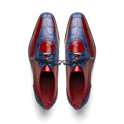 Marco Di Milano Moncalieri Navy & Red Genuine Alligator / Cobra Skin Dress Derby Oxfords