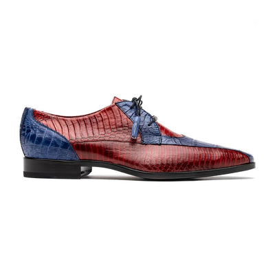 Marco Di Milano Moncalieri Navy & Red Genuine Alligator / Cobra Skin Dress Derby Oxfords 2 MONCALIERI_ALLIGATOR-COBRA_NAVY-RED_8  - from alligatorwarehouse.com