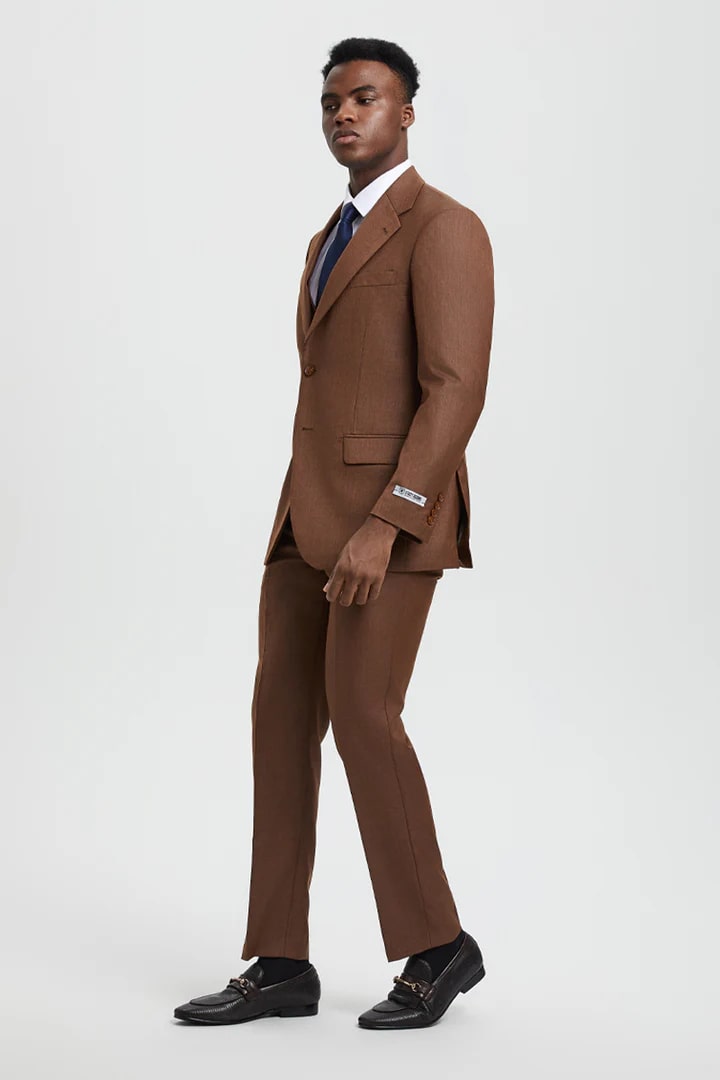 Brown Wedding Suit - Jacket + Pants - Brown Tuxedo - Brown Groomsmen Stacy Adam Suit (Copy) 3 6E-9917  - from alligatorwarehouse.com