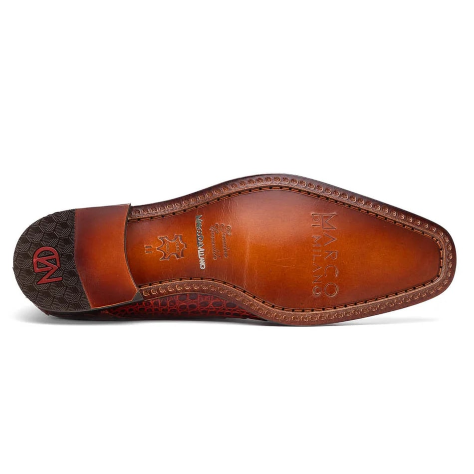 Marco Di Milano Rovigo Men's Shoes Rustic Cognac Genuine Caiman Crocodile Dress Monk Strap Loafers