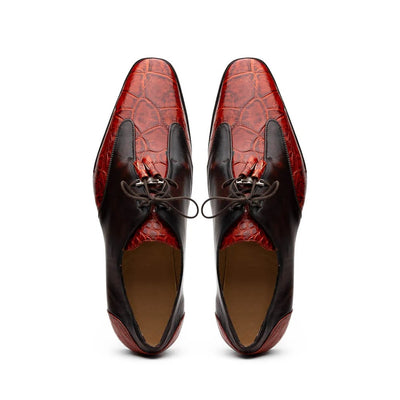 Marco Di Milano Anzio Exotic Alligator & Calfskin Leather Cognac Oxfords 8 ANZIO_ALLIGATOR_COGNAC_8  - from alligatorwarehouse.com