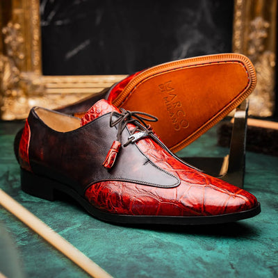 Marco Di Milano Anzio Exotic Alligator & Calfskin Leather Cognac Oxfords 3 ANZIO_ALLIGATOR_COGNAC_8  - from alligatorwarehouse.com