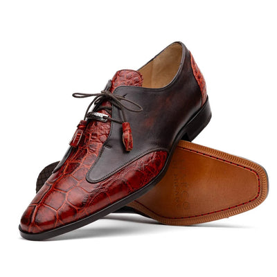 Marco Di Milano Anzio Exotic Alligator & Calfskin Leather Cognac Oxfords 1 ANZIO_ALLIGATOR_COGNAC_8  - from alligatorwarehouse.com