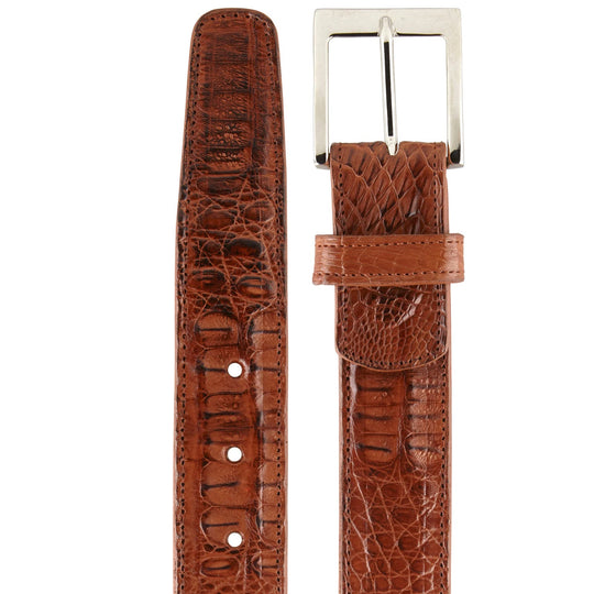 Men's Belvedere Genuine Caiman Crocodile Dress Belt in Sport Rust 1 MEN 1999 ANT. SPORT-44-CROCODILE BELT  - from alligatorwarehouse.com