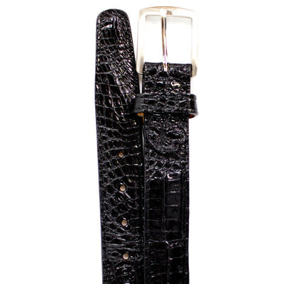 Men's Belvedere Genuine Caiman Crocodile Dress Belt in Black 1 MEN 1999 BLACK-44 CROCODILE BELT  - from alligatorwarehouse.com