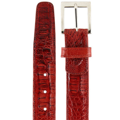 Men's Belvedere Genuine Caiman Crocodile Dress Belt in Red 1 MEN 1999 BROWN-44 CROCODILE BELT  - from alligatorwarehouse.com