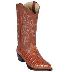 Los Altos Boots - Mens Dress Cowboy Boot - Low Priced Cognac Caiman Tail Western Boots- in Cognac