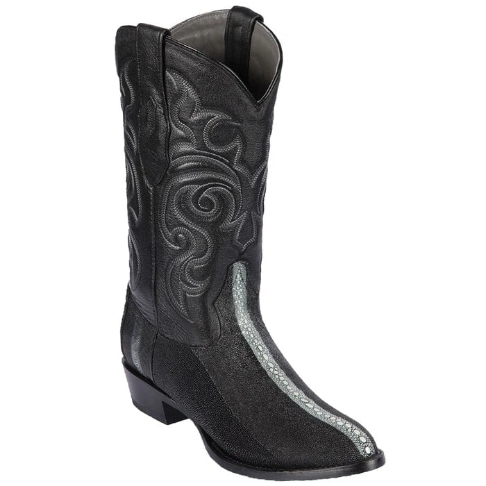 Los Altos Boots - Mens Dress Cowboy Boot - Low Priced Row-Stone Stingray Boots- in Black