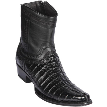 Men’s Los Altos Black Caiman Tail Short Cowboy Boots, Western Dress Boots