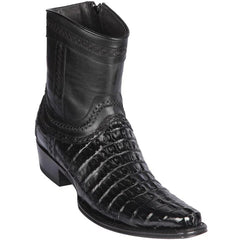 Los Altos Boots - Mens Dress Cowboy Boot - Low Priced Caiman Tail Short Black Boots- in Black