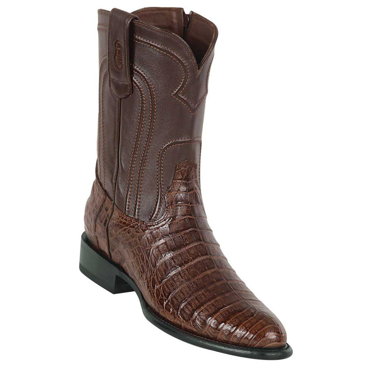 Los Altos Men's Original Caiman Belly Brown Roper Toe Boots