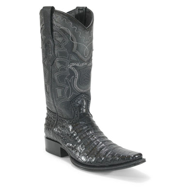 Los Altos Black Caiman Belly Square Toe Boots 2   - from alligatorwarehouse.com