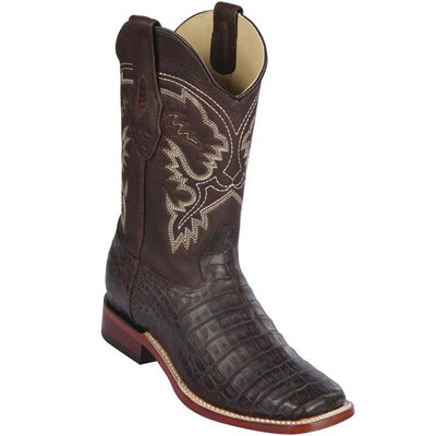 Los Altos Boots - Mens Dress Cowboy Boot - Low Priced Caiman Brown Square Toe Cowboy Boots - in  Brown 1   - from alligatorwarehouse.com