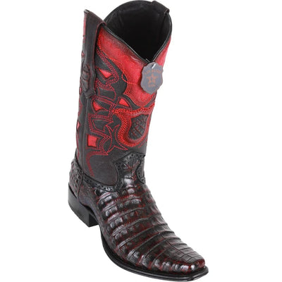 Los Altos Boots - Mens Dress Cowboy Boot - Low Priced Caiman European Toe Black Cherry Western Boots -  in Black Cherry 1   - from alligatorwarehouse.com