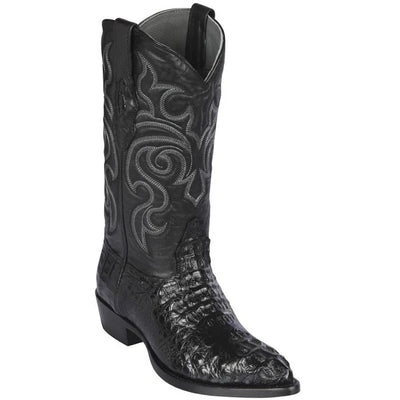 J Toe Cowboy Boots - J Toe Western Boots - Los Altos Boots - Mens Dress Cowboy Boot - Low Priced Caiman Hornback J-Toe Western Boots- in Black 1   - from alligatorwarehouse.com