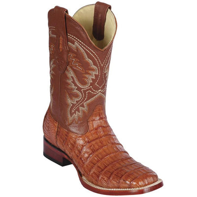Los Altos Boots - Mens Dress Cowboy Boot - Low Priced Caiman Square Toe Boots Cognac - in  Cognac 1   - from alligatorwarehouse.com