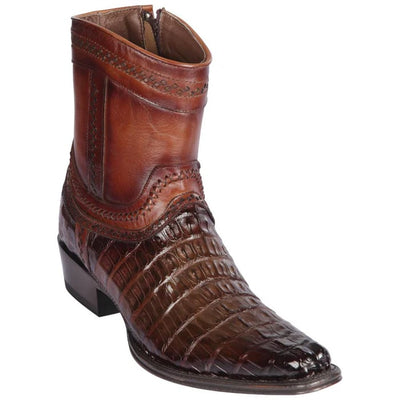 Los Altos Boots - Mens Dress Cowboy Boot - Low Priced Caiman Tail Mens European Square Toe Boots - in Brown 1   - from alligatorwarehouse.com